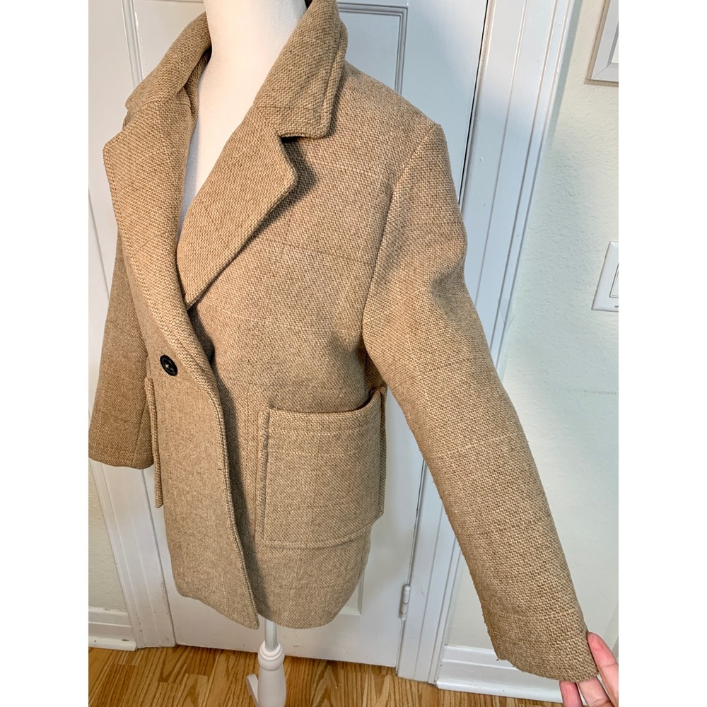 Zara Girls Double Breasted Brown Tweed Wool Blend Peacoat Gossip Girl / 11-12 - Picture 12 of 16